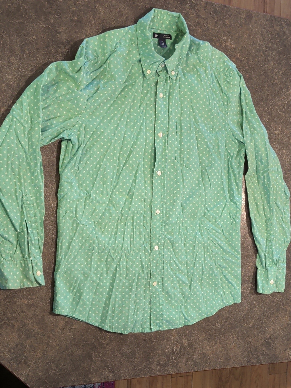 Button-Down Shirt with Tiny Palm Trees
